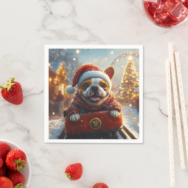 Bull Terrier Dog Roller Coaster Christmas Napkins (Insitu)