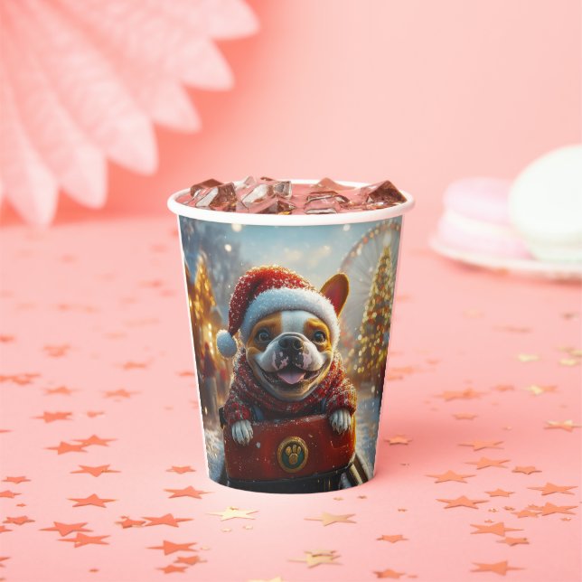 Bull Terrier Dog Roller Coaster Christmas Paper Cups (Insitu)