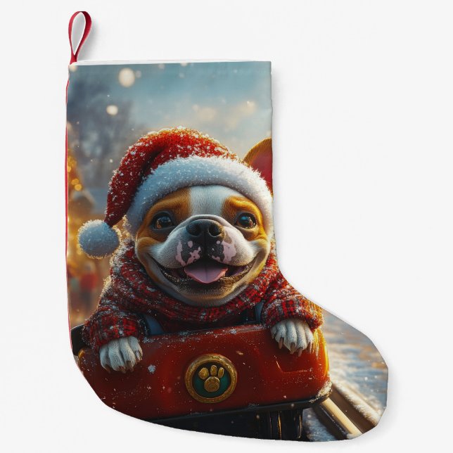 Bull Terrier Dog Roller Coaster Christmas Small Christmas Stocking (Front)