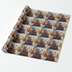Bull Terrier Dog Roller Coaster Christmas Wrapping Paper