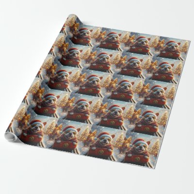 Bull Terrier Dog Roller Coaster Christmas Wrapping Paper
