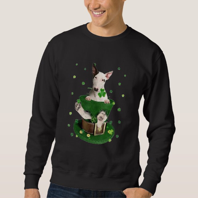 Bull Terrier Dog Shamrock Hat C St Patrick's Day Sweatshirt (Front)