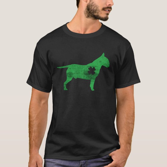 Bull Terrier Dog Shamrock St Patrick s Day Saint P T-Shirt (Front)