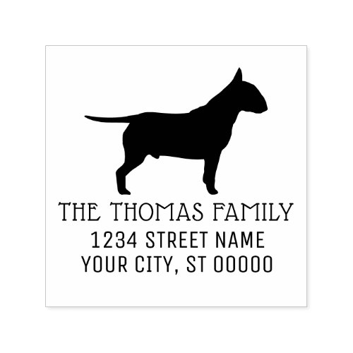 Bull Terrier Dog Silhouette Name Address Self_inking Stamp