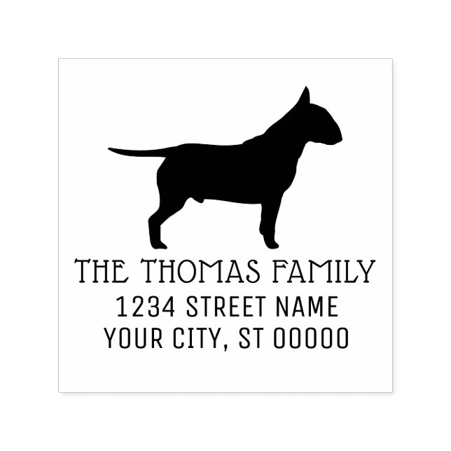 Bull Terrier Dog Silhouette Name Address Self-inking Stamp (Design)