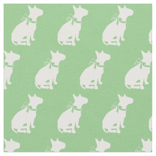 Bull Terrier Dog Silhouette Pet Sage Green Fabric