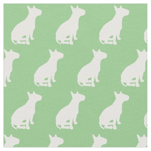 Bull Terrier Dog Silhouette Pet Sage Green Fabric