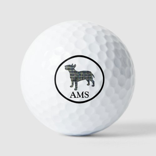 Bull Terrier Dog Silhouette YB Grid Golf Balls