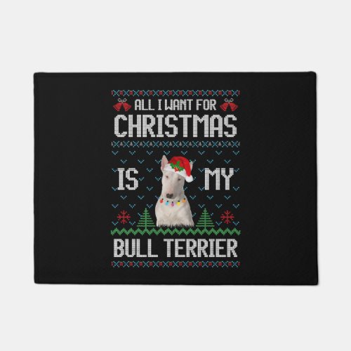 Bull Terrier Dog Ugly Christmas Sweater Doormat