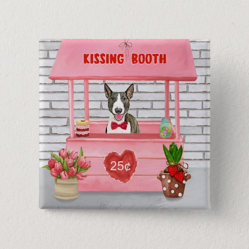 Bull Terrier Dog Valentines Day Kissing Booth Button