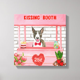 Bull Terrier Dog Valentine's Day Kissing Booth Canvas Print