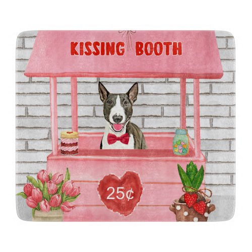 Bull Terrier Dog Valentines Day Kissing Booth Cutting Board