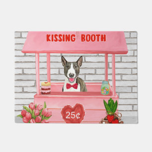 Bull Terrier Dog Valentine's Day Kissing Booth Doormat