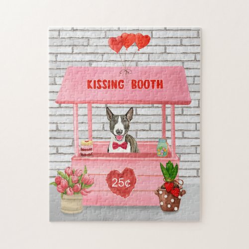Bull Terrier Dog Valentines Day Kissing Booth Jigsaw Puzzle