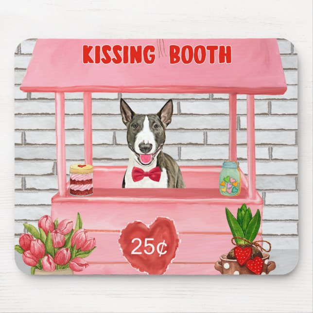 Bull Terrier Dog Valentine's Day Kissing Booth Mouse Pad (Front)