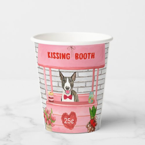 Bull Terrier Dog Valentines Day Kissing Booth Paper Cups