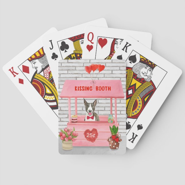 Bull Terrier Dog Valentine's Day Kissing Booth Poker Cards (Back)