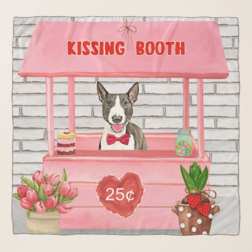 Bull Terrier Dog Valentines Day Kissing Booth Scarf