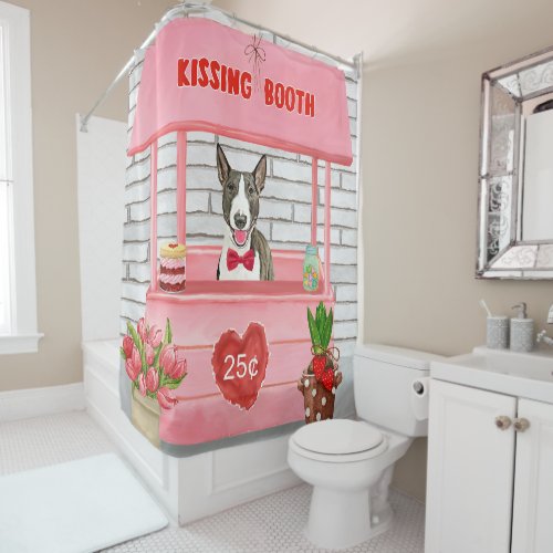 Bull Terrier Dog Valentines Day Kissing Booth Shower Curtain
