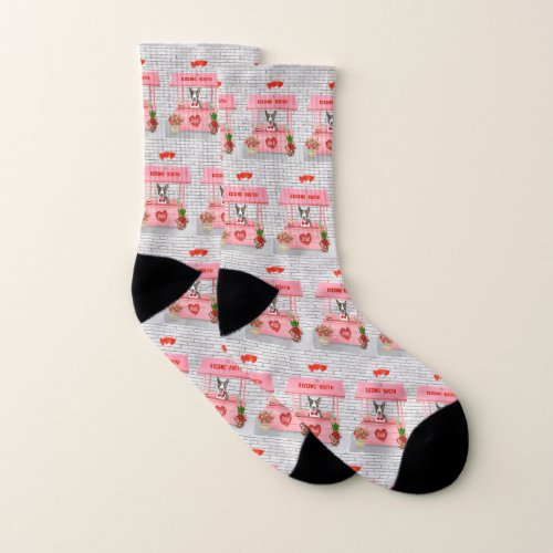 Bull Terrier Dog Valentines Day Kissing Booth Socks