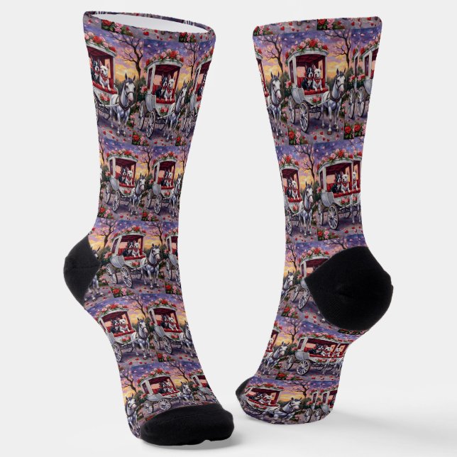 Bull Terrier Dog Valentine's Day Socks (Angled)