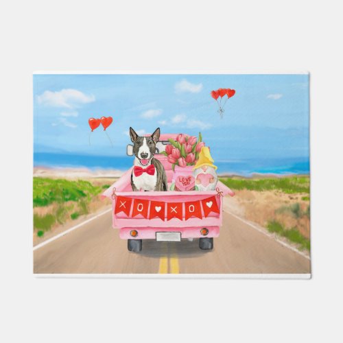 Bull Terrier Dog Valentines Day Truck Hearts Doormat