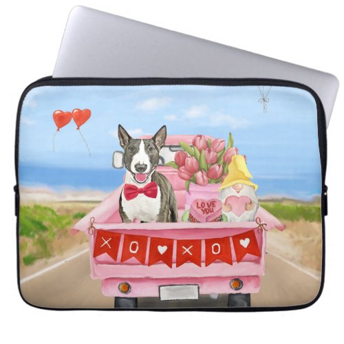 Bull Terrier Dog Valentines Day Truck Hearts Laptop Sleeve