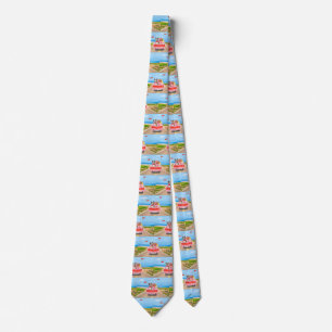 Bull Terrier Dog Valentine's Day Truck Hearts Neck Tie