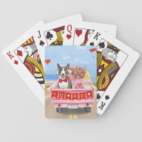 Bull Terrier Dog Valentines Day Truck Hearts Poker Cards