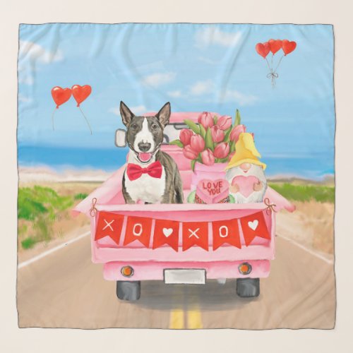 Bull Terrier Dog Valentines Day Truck Hearts Scarf