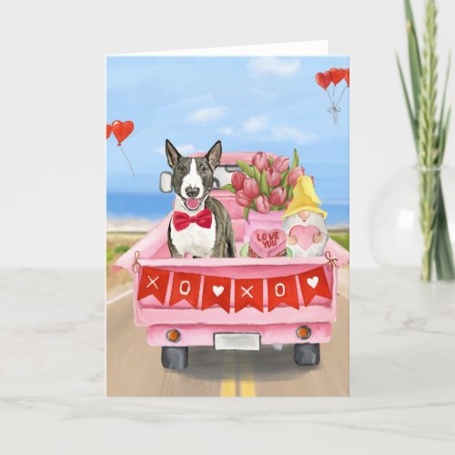 Bull Terrier Dog Valentines Day Truck Hearts Thank You Card