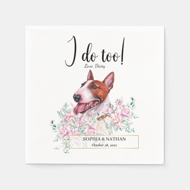 Bull Terrier Dog Wedding Cocktail Napkins (Front)