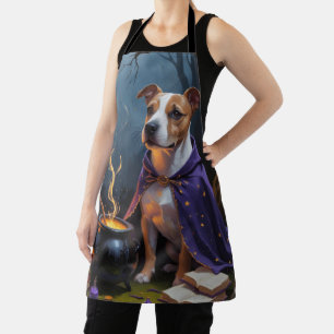 Bull Terrier Dog Whimsical Halloween Painting Apron