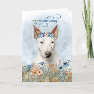 Bull Terrier Dog Wildflowers Mother's Day Holiday Card