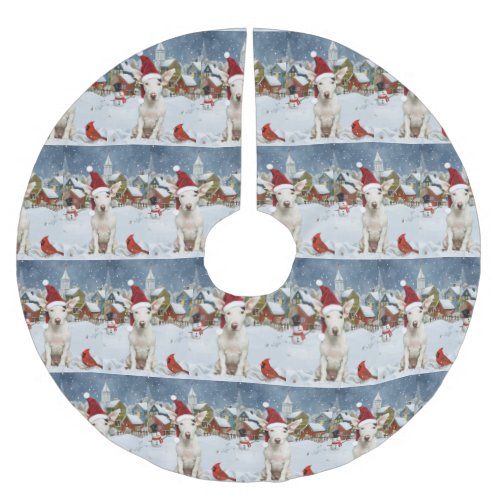 Bull Terrier Dog Winter Wonderland Christmas Joy Brushed Polyester Tree Skirt