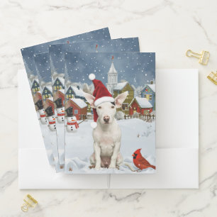 Bull Terrier Dog Winter Wonderland Christmas Joy Pocket Folder
