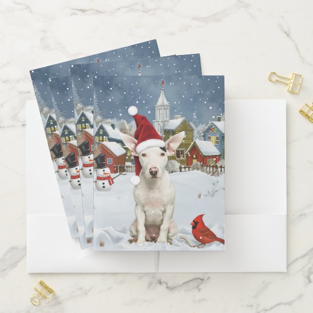 Bull Terrier Dog Winter Wonderland Christmas Joy Pocket Folder (In Situ)