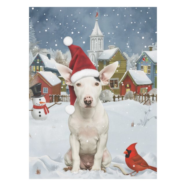 Bull Terrier Dog Winter Wonderland Christmas Joy Tablecloth (Front)