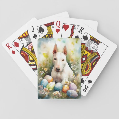 Bull Terrier Dog with Easter Eggs Holiday Playing Cards