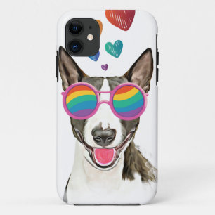 Bull Terrier Dog with Hearts Valentine's Day iPhone 11 Case