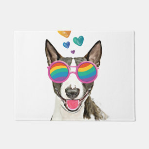 Bull Terrier Dog with Hearts Valentine's Day Doormat