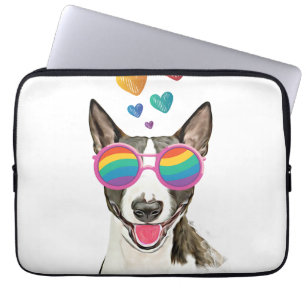 Bull Terrier Dog with Hearts Valentine's Day Laptop Sleeve