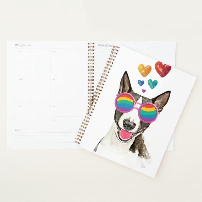 Bull Terrier Dog with Hearts Valentine's Day Planner (Display)