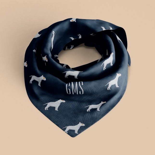 Bull Terrier Dogs Pattern Monogrammed Bandana (Creator Uploaded)