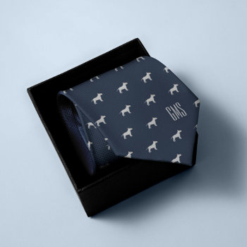 Bull Terrier Dogs Pattern Monogrammed Neck Tie by heartlocked at Zazzle