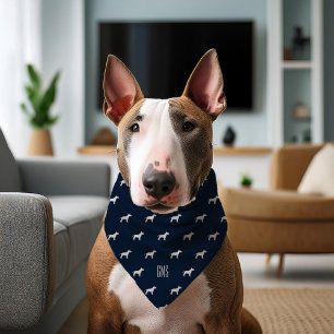 Bull Terrier Dogs Pattern Monogrammed Pet Bandana Collar
