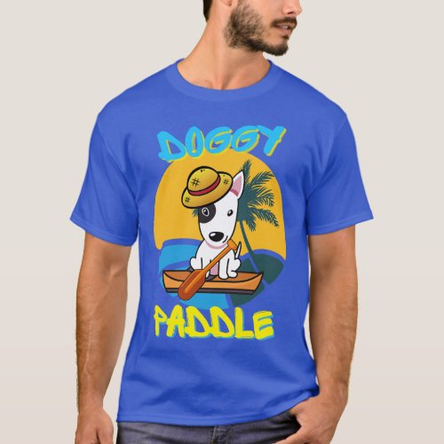 Bull terrier doing the doggy paddle on a boat T_Shirt