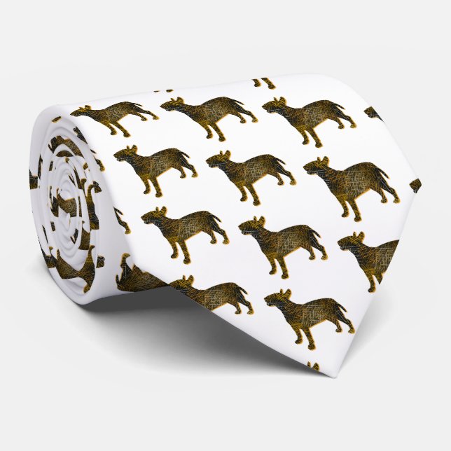 Bull Terrier English Dog Silhouette Halloween Whte Neck Tie (Rolled)