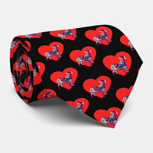 Bull Terrier English Dog Valentines Day Red Heart Neck Tie