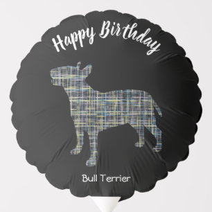 Bull Terrier English Grid Silhouette Dog Black Balloon